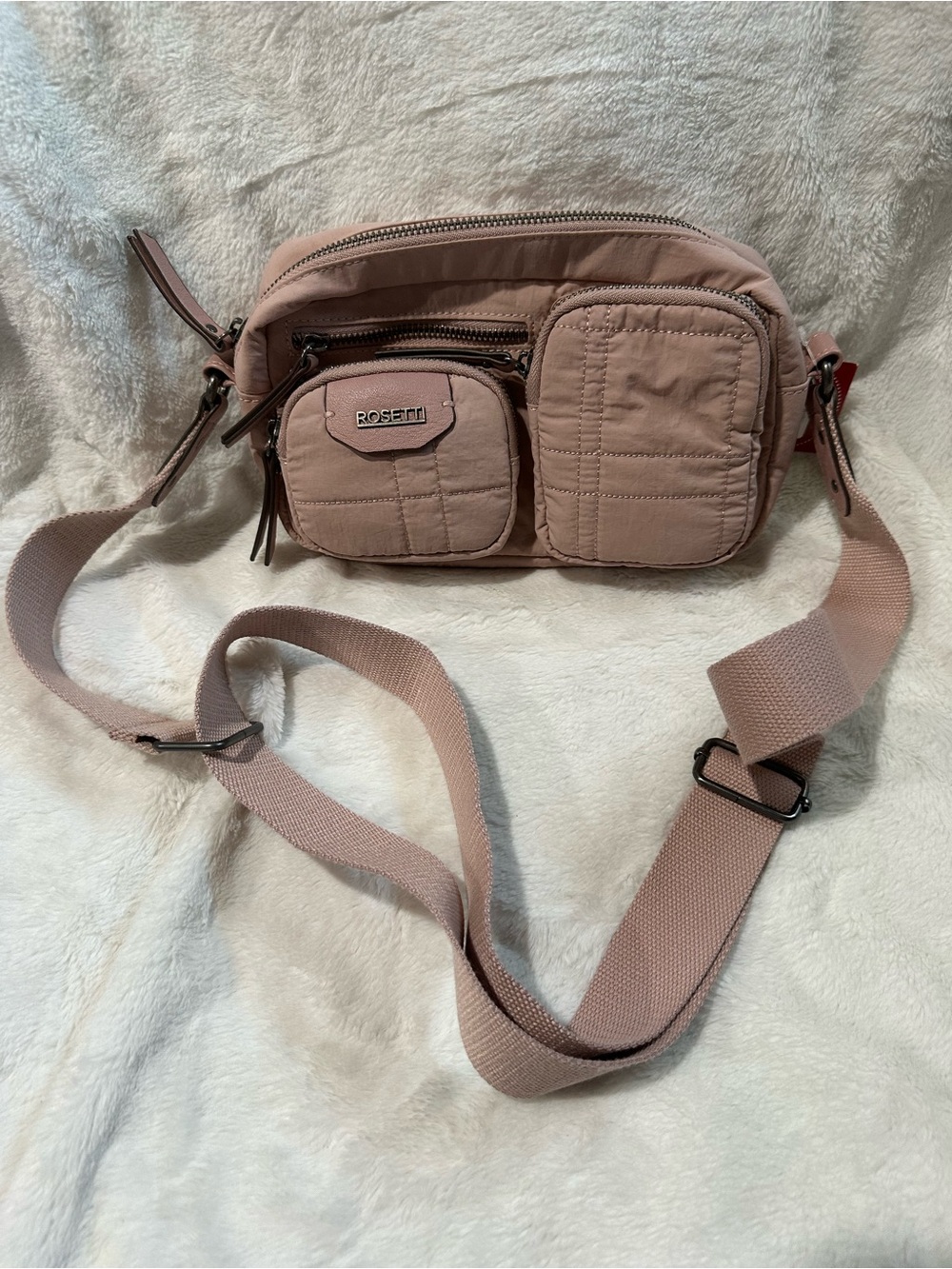Rosetti Dusty Rose Quilted Crossbody Bag